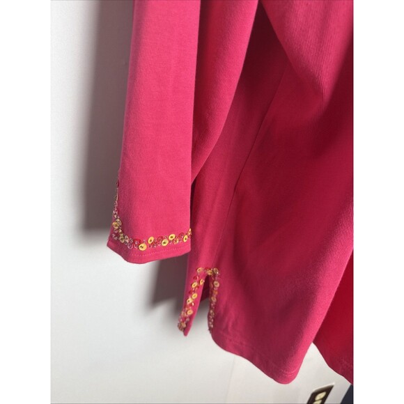 Quacker Factory Womens Shirt Large Pink Flamingo Colorful Fun Cruise Vacation - Picture 2 of 11